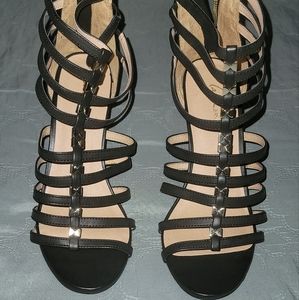 SEXY Black Open Toe Strappy Heel, Size 12W
